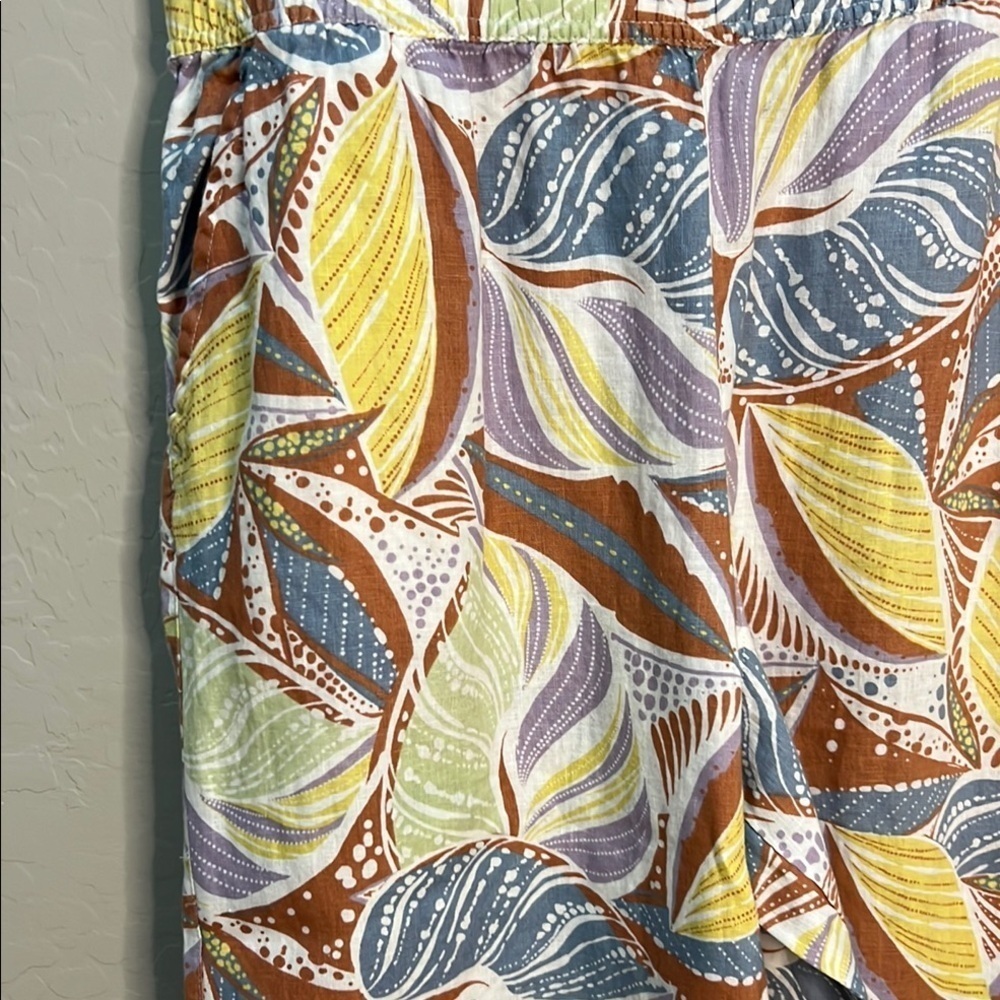 C&C California Linen Pants Crop Flowy Maxi Resort Island Hawaii Wide Leg Pockets - Picture 3 of 10